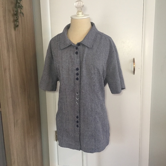 C.J. Banks Houndstooth Short Sleeve Button Up - Picture 1 of 6